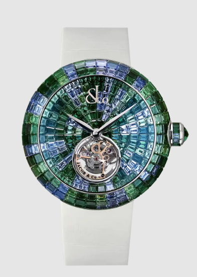 Review Jacob & Co brilliant flying tourbillon GREEN CAMOUFLAGE (WHITE GOLD) BT543.30.CG.CG.B Replica watch